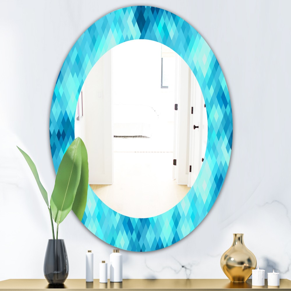 Abstract Geometric Pattern With Rhombus - Modern Oval Mirror