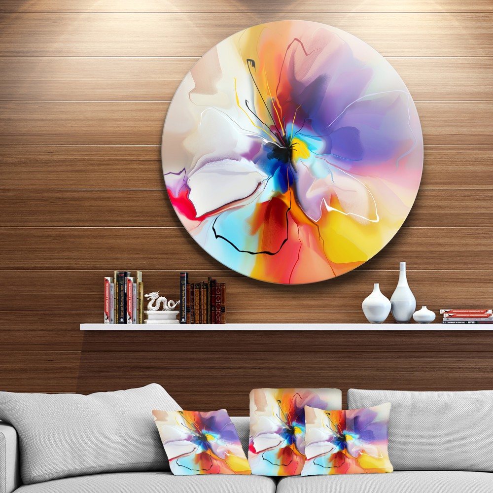 Creative Flower In Multiple Colors Disc Large Floral Circle Metal Wall Art Round Wall Art