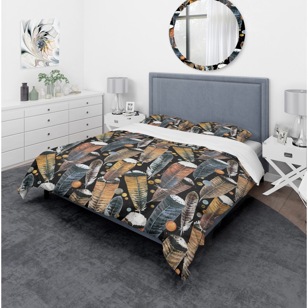 Designart Feathers Pattern Southwestern Duvet Cover Set