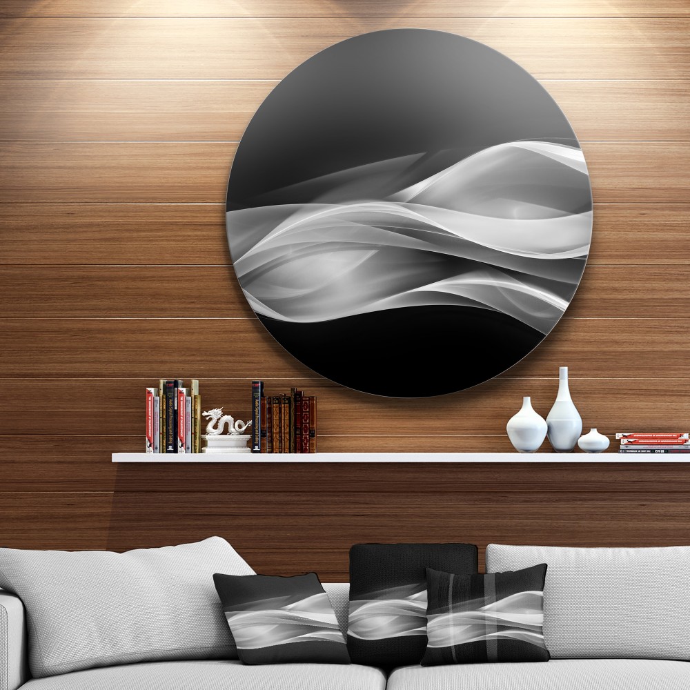 Glittering Silver Pattern Disc Abstract Circle Metal Wall Art - Round ...