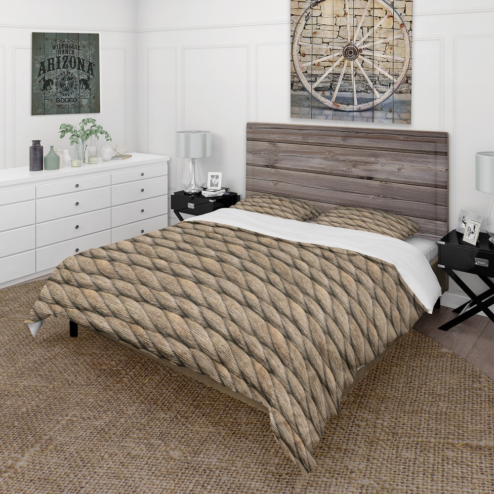 Designart Hemp Rope Farmhouse Duvet Cover Set