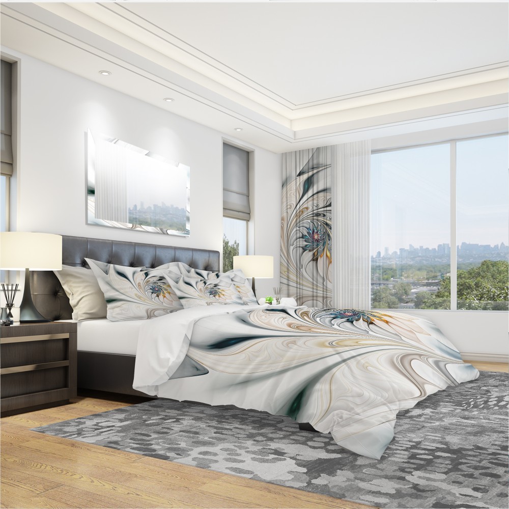 Designart White Stained Glass Floral Art Modern & Contemporary