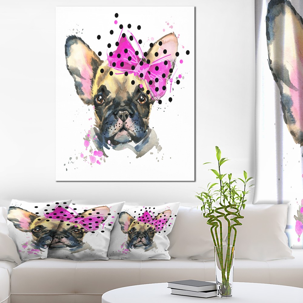 Designart Fashionable French Bulldog Animal Canvas Wall Art